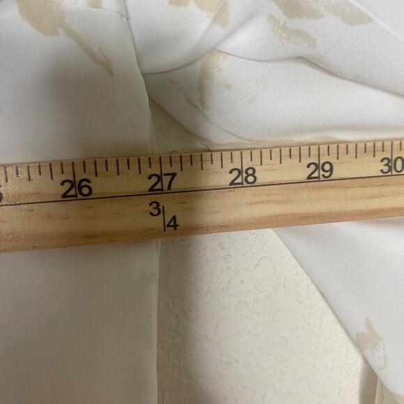 Laura‎ Scott Womens 24W Floral Button-Front Blouse Beige/White Lightweight - Picture 8 of 11